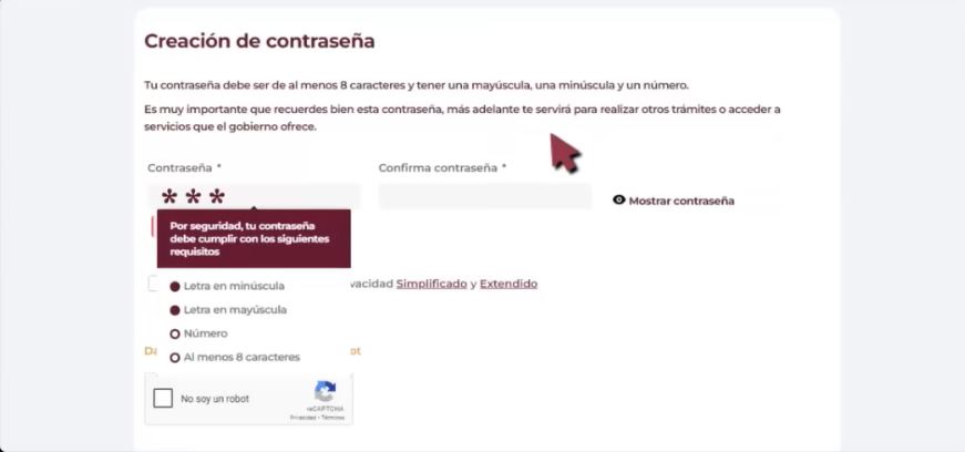 Creacion de Contrasena